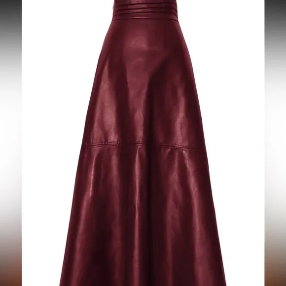 Temu Burgundy, 3XL Flared A-line Faux Leather Solid Color Skirt, NWOT - Picture 2 of 7